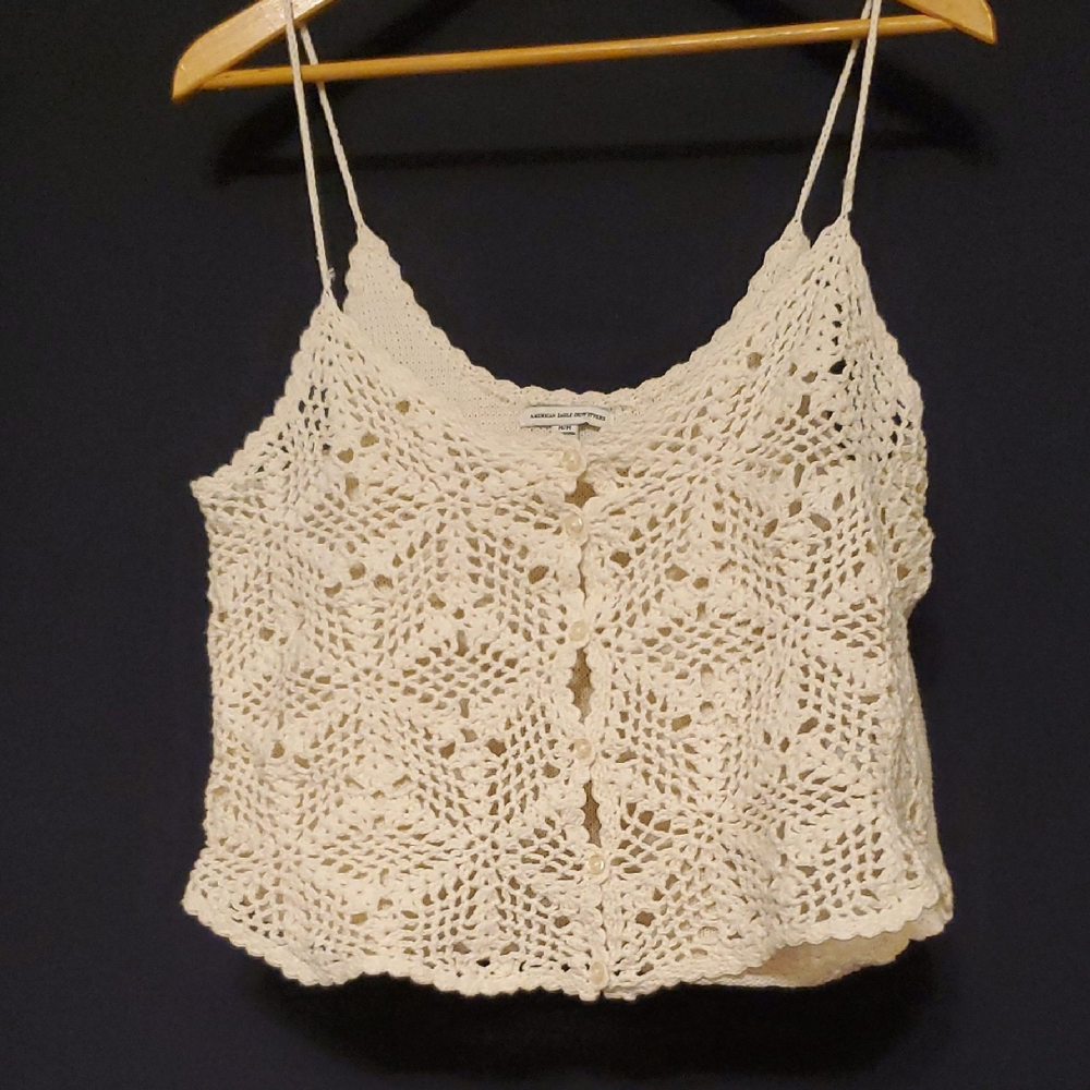American Eagle Outfitters Cream Crochet Camisole
